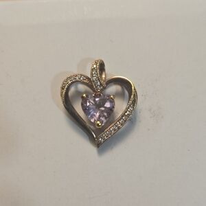 Zales Purple and Rosegold Heart Pendant with Gemstone